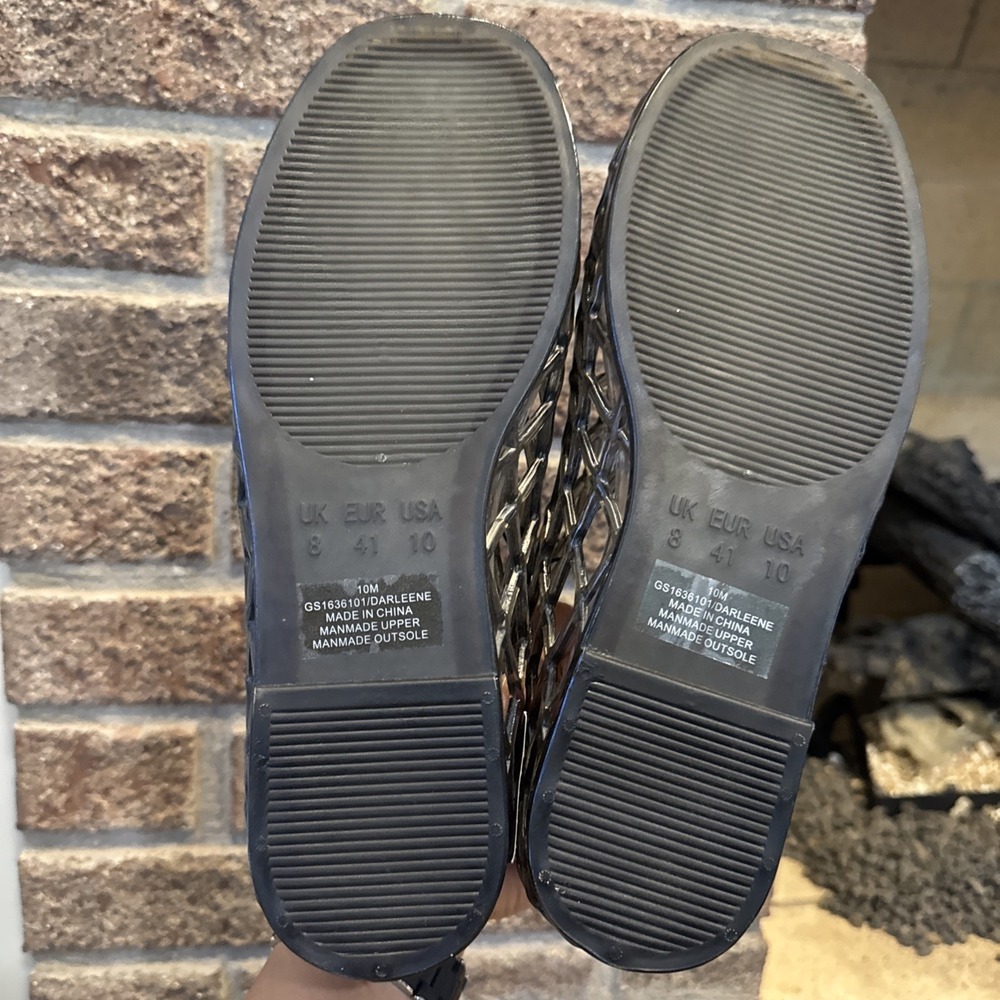 MIA Womens Darleene Jelly Mesh Slip On Flat Open Grid Rubber Shoes Gray Sz 10 - Picture 2 of 15